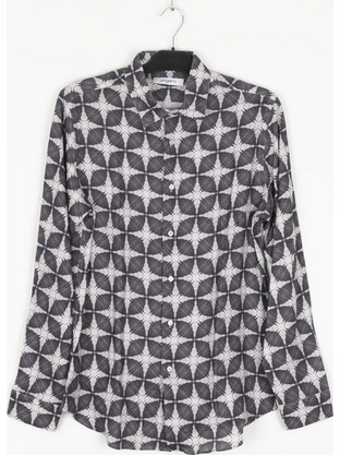 UNGARO CAMICIA/SHIRT πουκαμισο λευκο με γκρι μοτιβο μακρυμανικο κανονικη γραμμη