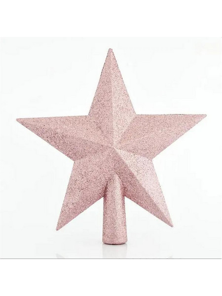 Κορυφή δέντρου αστέρι ροζ με glitter 20cm 91003 OEM