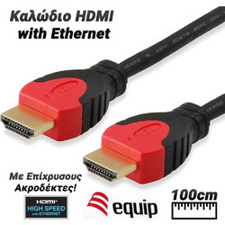 Equip Καλώδιο HDMI 2.0 HDMI Male to HDMI Male 1m Black / Red