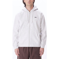 Obey Bold Ανδρική Ζακέτα Fleece με Κουκούλα και Φερμουάρ Λευκή 112852349-HEA