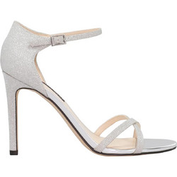 Nine West IMAN3 Γυναικεία Πέδιλα Ασημί με Λεπτό Ψηλό Τακούνι