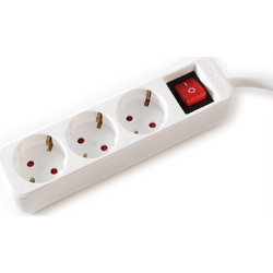 VALUE Power Strip, 3-way, with Switch, white, 1.5 m - 19.99.1076
