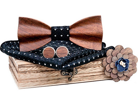 Legend - LGD-WT-304-1 - Set Wooden Bow Ties - Black - ΠΑΠΙΓΙΟΝ - black