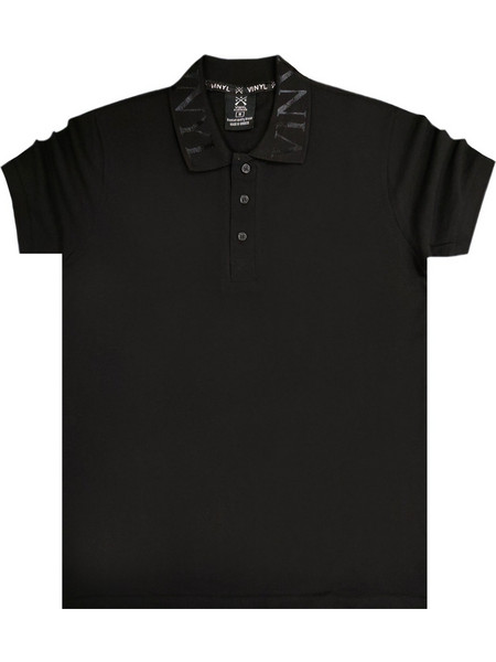 ...clothing - 21873-01 - printed collar polo - black