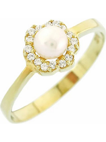 Million Diamonds Γυναικείο Δαχτυλίδι από Χρυσό 9K με Πέρλα RZ18280