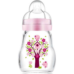 Mam Feel Good Γυάλινο Μπιμπερό με Θηλή Σιλικόνης 0m+ Pink 170ml