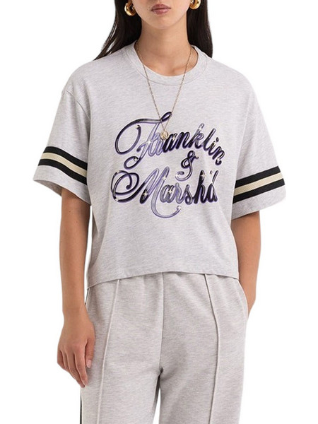Μπλούζα Κοντομάνικη Franklin & Marshall T-shirt JW3023.000.1000P01-DM01-ASH GREY MELANGE Γυναικείο