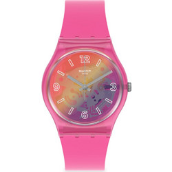 Swatch Γυναικείο Ρολόι με Φούξια Καουτσούκ Λουράκι GP174