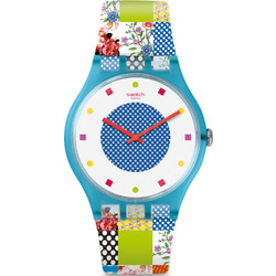 Swatch Quilted Time Γυναικείο Ρολόι με Πολύχρωμο Καουτσούκ Λουράκι SUOS108