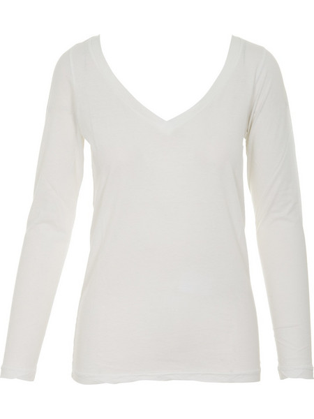 CROSSLEY W DEEP NECK LS T-SHIRT - BOUS-10 WHITE