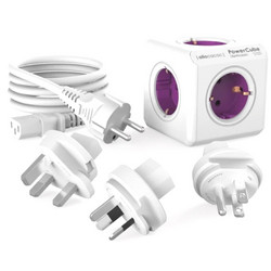 Allocacoc PowerCube Rewirable - Πολύπριζο με 4 Υποδοχές Type-F 1500W / 3 x Βύσματα US / UK / AU & 1 x Καλώδιο IEC EU 100cm - Orchid Purple - 2 Έτη Εγγύηση (1801/DERW3P)