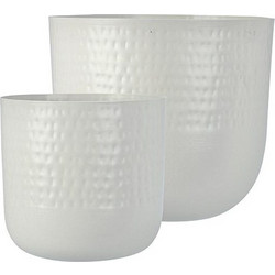 Zaros Σετ Κασπώ Σφυρήλατα Μεταλλικά Λευκά 17.5x22cm 2τμχ HE487