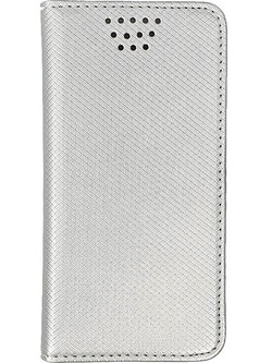Θήκη Smart Book Universal με Αυτοκόλητο 4,5"-4,7" Ασημί