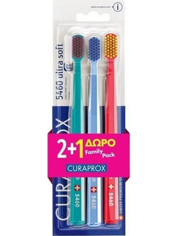 Curaprox CS 5460 Ultra Soft Οδοντόβουρτσες 3τμχ Τιρκουάζ Γαλάζια Κόκκινη