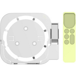 JV06T Set Top Box Bracket + Remote Control Protective Case Set for Apple TV(White + Fluorescent Green) (OEM)
