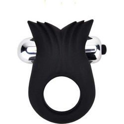 Loving Joy TUX Silicone Cock Ring Ελαστικό Δαχτυλίδι Πέους Σιλικόνης με Δόνηση Μαύρο