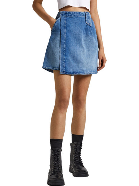 Pepe Jeans Evy Μίνι Φούστα Τζιν Ψηλόμεση Φάκελος Μπλε PL901062-000