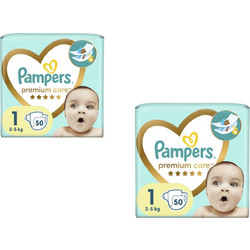 Pampers Premium Care Πάνες No1 2-5kg 2x50τμχ