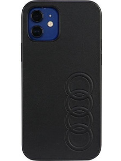 Audi Synthetic Leather Θήκη Back Cover Black (iPhone 12 / 12 Pro)