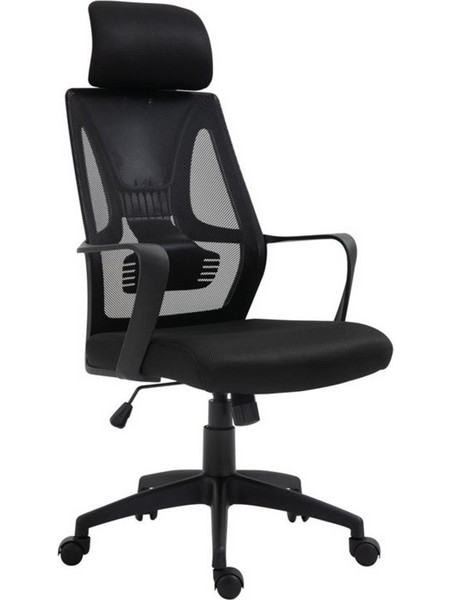 Woodwell BF2950w Καρέκλα Γραφείου με Προσκέφαλο Στήριξη Μέσης και Ανάκλιση Μαύρη EO544,1W