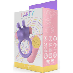 Party Color Toys Riny Ελαστικό Δαχτυλίδι Πέους Σιλικόνης με Δόνηση Μωβ