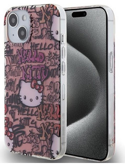 Hello Kitty IML Tags Graffiti case for iPhone 15 - pink