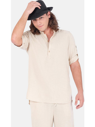 UNISEX Κοντομάνικο Πουκάμισο AXON HORECA MAUI MAO - Εκρού