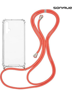 Sonique Armor Clear Θήκη Σιλικόνης με Κορδόνι (Honor 20 / Nova 5T) Κοραλλί