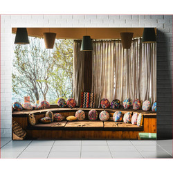 Πίνακας, Comfy Seating with Colorful Cushions and a Scenic View Άνετα καθίσματα με πολύχρωμα μαξιλάρια και γραφική θέα