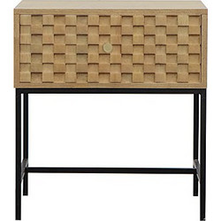 Zaros Κομοδίνο MDF Natural Με Μεταλλικά Πόδια 51,5x40x56 EP479