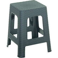 Σκαμπό Rattan τετράγωνο πλαστικό Grey 36x36x45cm