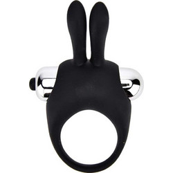 Loving Joy JoyRings Silicone Rabbit Cock Ring Ελαστικό Δαχτυλίδι Πέους Σιλικόνης με Δόνηση Μαύρο