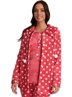 Lydia Creations Σετ Γυναικείες Πιτζάμες Χειμωνιάτικες Fleece Κοραλί 23582