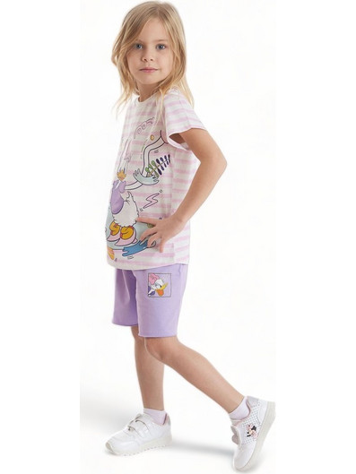 Disney Daisy Παιδική Πιτζάμα Βαμβακερή Καλοκαιρινή Λιλά MN19580