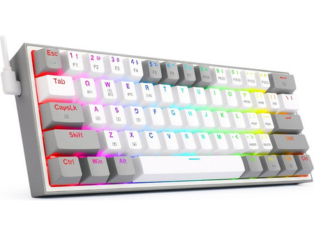 Redragon K617 Fizz Μηχανικό Gaming Πληκτρολόγιο 60% με Custom Red Διακόπτες RGB White Grey