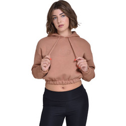 Target Loose Γυναικείο Αθλητικό Crop Top με Κουκούλα Καφέ W24/66100-56