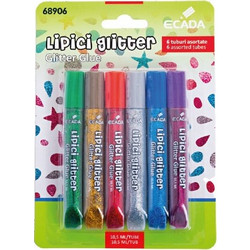 Glitter χρυσόκολλες ECADA 6 χρώματα 10.5 ml/στέλεχος