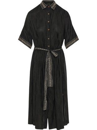 Funky Buddha Midi Καλοκαιρινό Καθημερινό Φόρεμα Σεμιζιέ Μαύρο FBL009-133-13