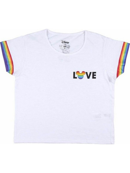 Γυναικεία Μπλούζα με Κοντό Μανίκι Disney Love Pride Λευκό