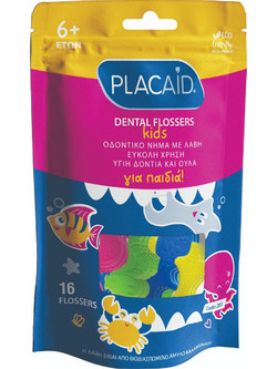 Plac Aid Dental Flossers kids Οδοντικό Νήμα με Λαβή 16τμχ