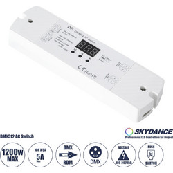 73156 DP SKYDANCE AC DMX512 Push Switch 1 Κανάλι AC 100-240V 1 x 5A 1200W - Max 5A 1200W - IP20 Μ17 x Π5 x Υ2.5cm