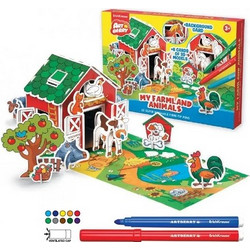 10 FIBRE PENS +6 ΚΑΡΤΕΣ ΜΕ 3D ΜΟΝΤΕΛΑ MY FARMLAND ANIMALS 37308