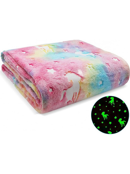 Παιδική Μαγικη Fleece Κουβέρτα που Φωσφορίζει Magic Blanket 150x180cm UNICORNIO