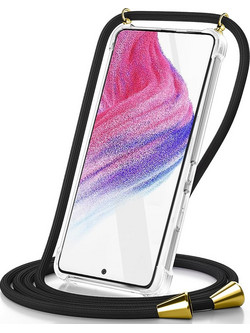 Θήκη Ancus Crossbody για Apple iPhone 16 Pro Διάφανη με Κορδόνι Μαύρο
