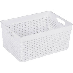 Πλαστικό Καλαθάκι Rattan 30x21x14cm Λευκό