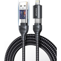AWEI CL-126 4 σε 1 60W Τύπος C έως Τύπος C Καλώδιο γρήγορης φόρτισης USB C για συσκευές iPhone, φορητούς υπολογιστές 1.2M