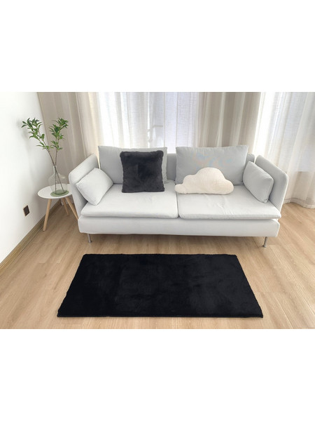 Χαλιά Κρεβατοκάμαρας Σετ Carpets Felicity Black Γουνάκι Anna Riska 3Τεμ