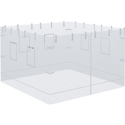 Outsunny 3x3 Nylon Gazebo Wall, Σετ 3 τεμαχίων κουνουπιέρα με 6 παράθυρα και πόρτα με φερμουάρ, 300Lx195cm 84C-410V00WT