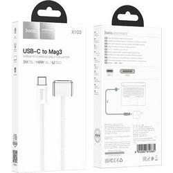 Hoco X103 Magnetic / LED USB 2.0 Cable USB-C male - Magsafe 3 140W Λευκό 2m