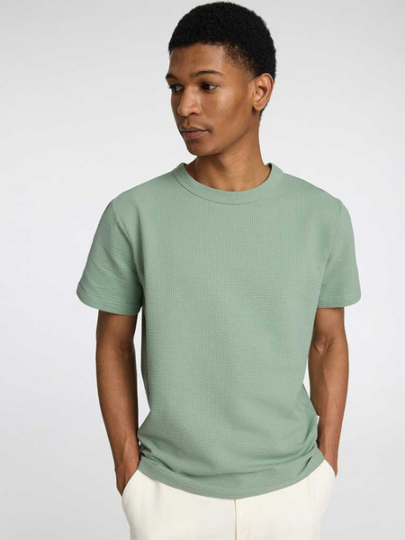 SELECTED SLHSANDER SEERSUCKER SS O-NECK TEE GREEN